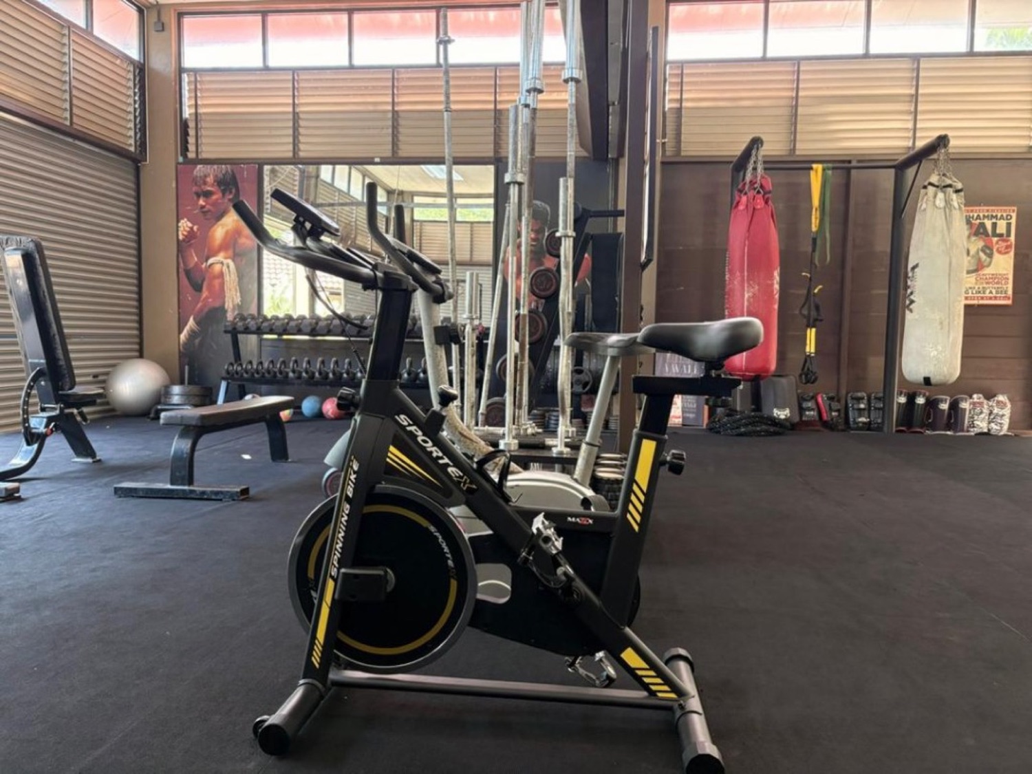 Wide view of equipment on the Bambu Getaway gym floor