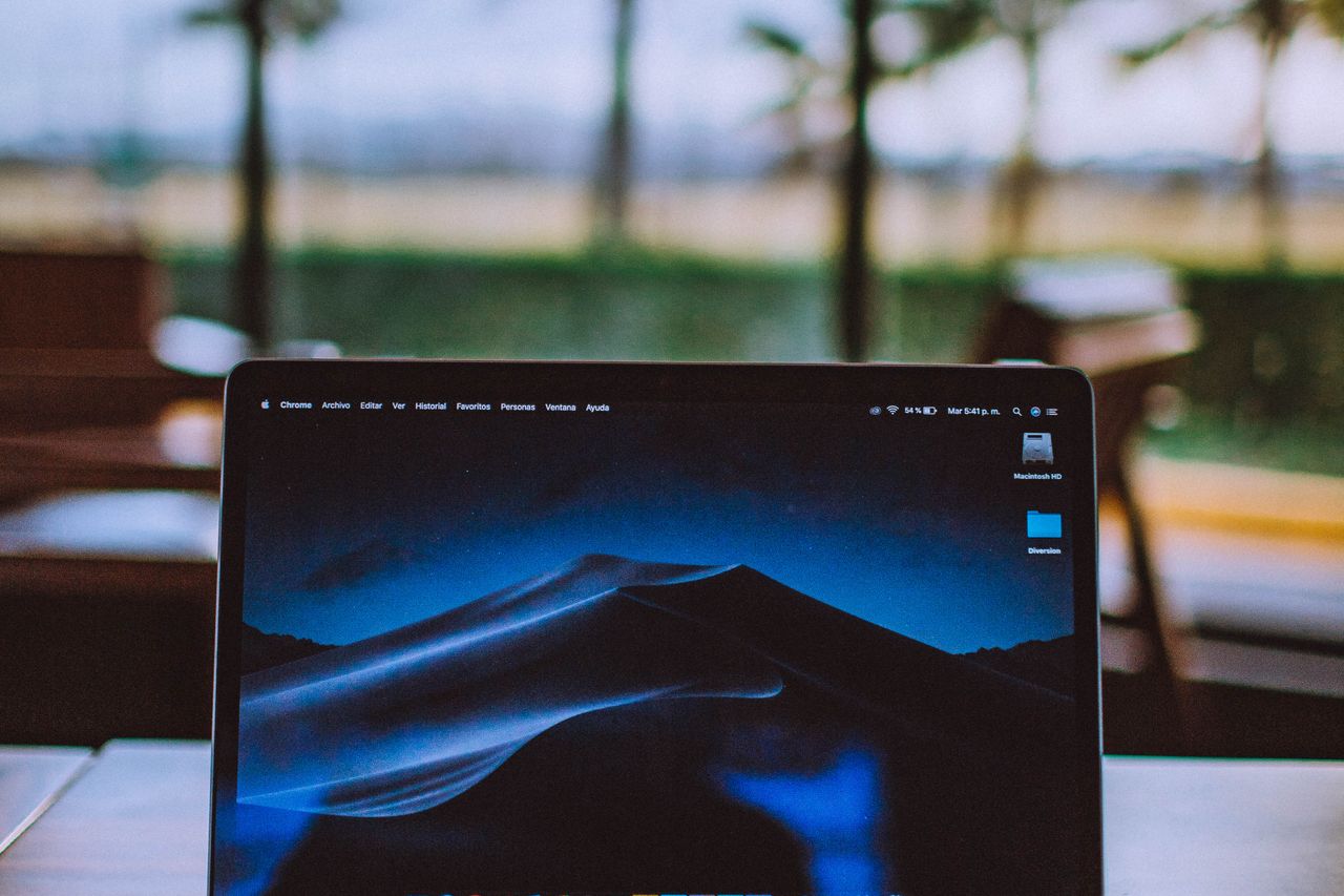Open laptop with palm trees behind, evocative of remote work in Langkawi
